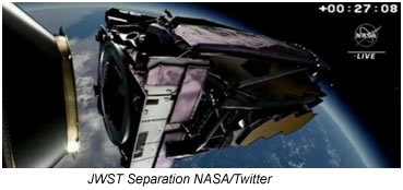 JWST separation from the Ariane 5 rocket second stage