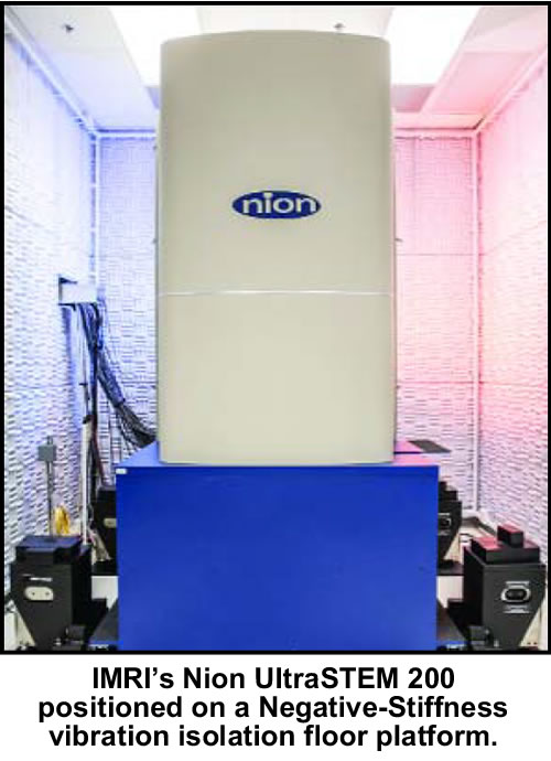 IMRIs Nion UltraSTEM 200 on a Minus K Negative-Stiffness vibration isolation floor platform